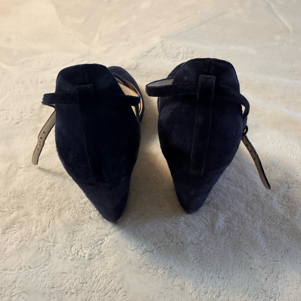 Cole Haan Blue Wedge Shoes with Crisscross Straps - Picture 3 of 5